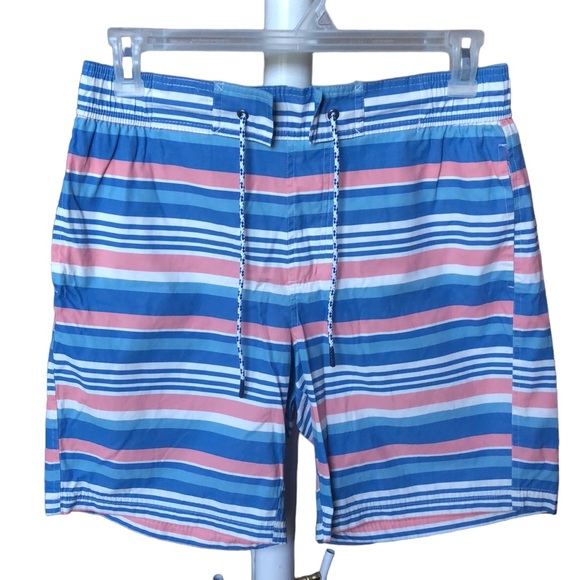 Vintage LL Bean Men’s striped swim trunks SZ M bathing suit Electic grandpa Y2K - Picture 1 of 12